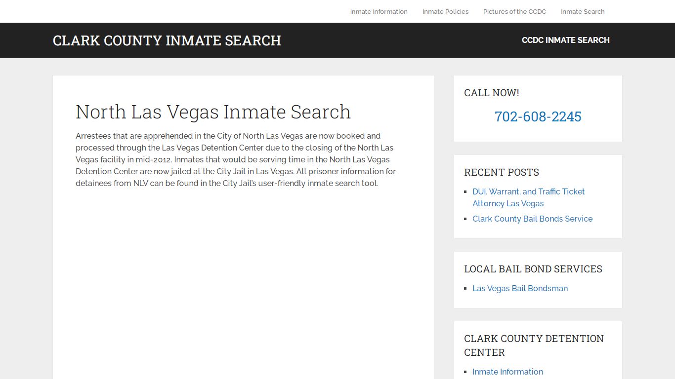 North Las Vegas Inmate Search - Clark County Inmate Search